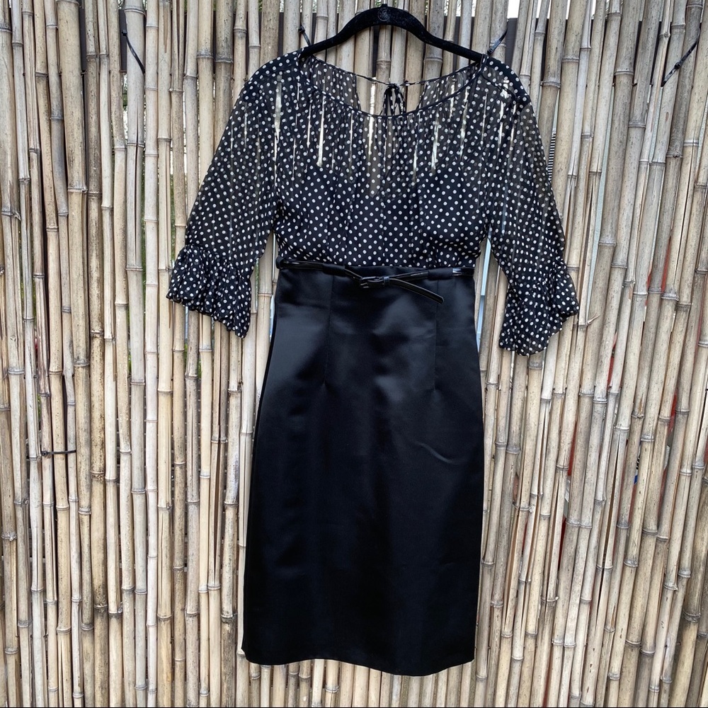 Tahari polka dots silk high waist retro dress 2